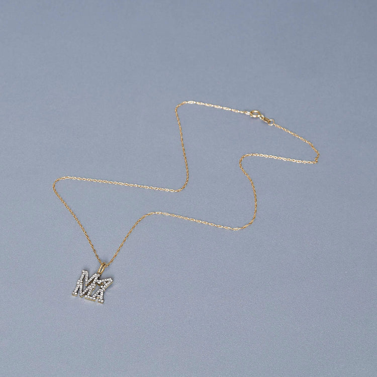 Stone and Strand 10K Yellow Gold Pave Mama Love Diamond Necklace Editorial Image