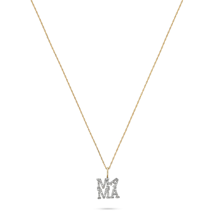 Stone and Strand 10K Yellow Gold Pave Mama Love Diamond Necklace Front Image