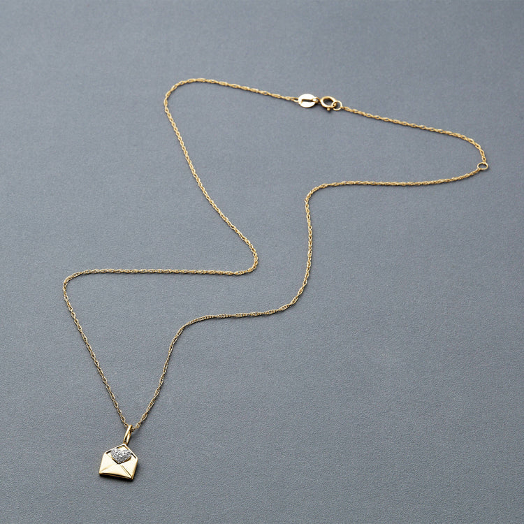Stone and Strand 10K Yellow Gold Pave Note To Self Diamond Necklace Editorial Image
