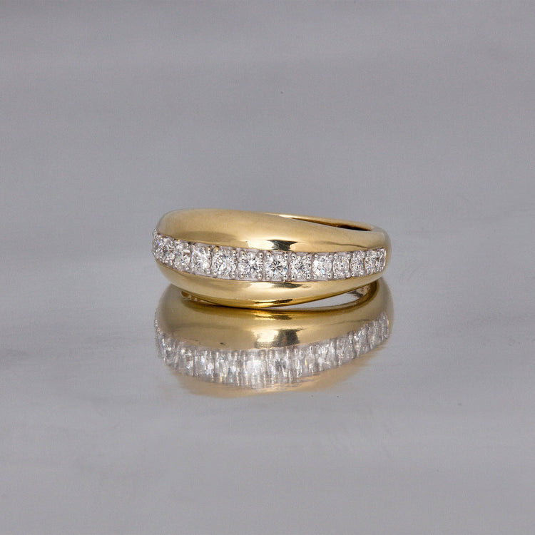 Stone and Strand 10K Yellow Gold Pave Pistachio Dome Ring Editorial Image