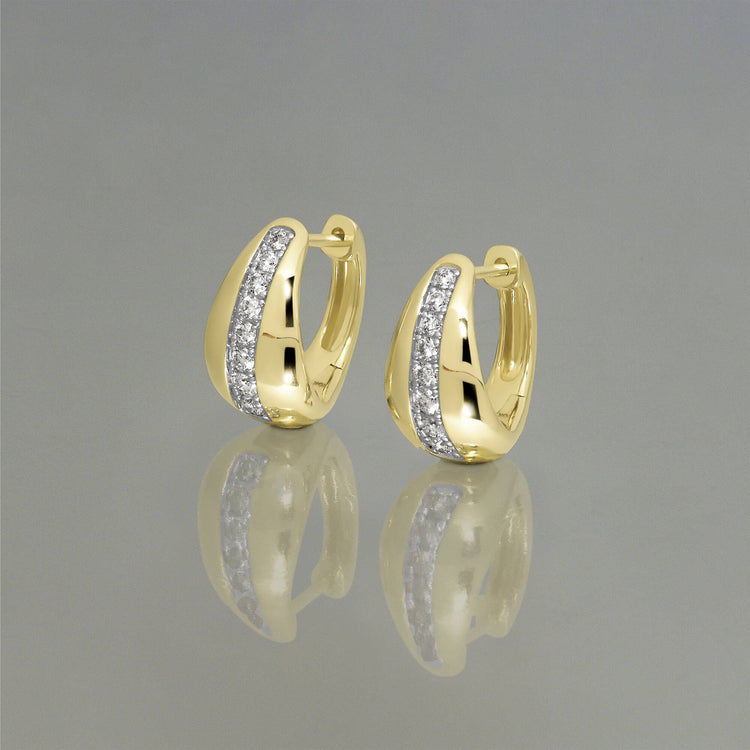 Stone and Strand 10K Yellow Gold Pave Pistachio Diamond Huggies Editorial Image