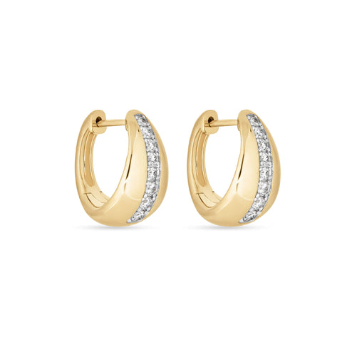 Stone and Strand 10K Yellow Gold Pave Pistachio Diamond Huggies Side Image