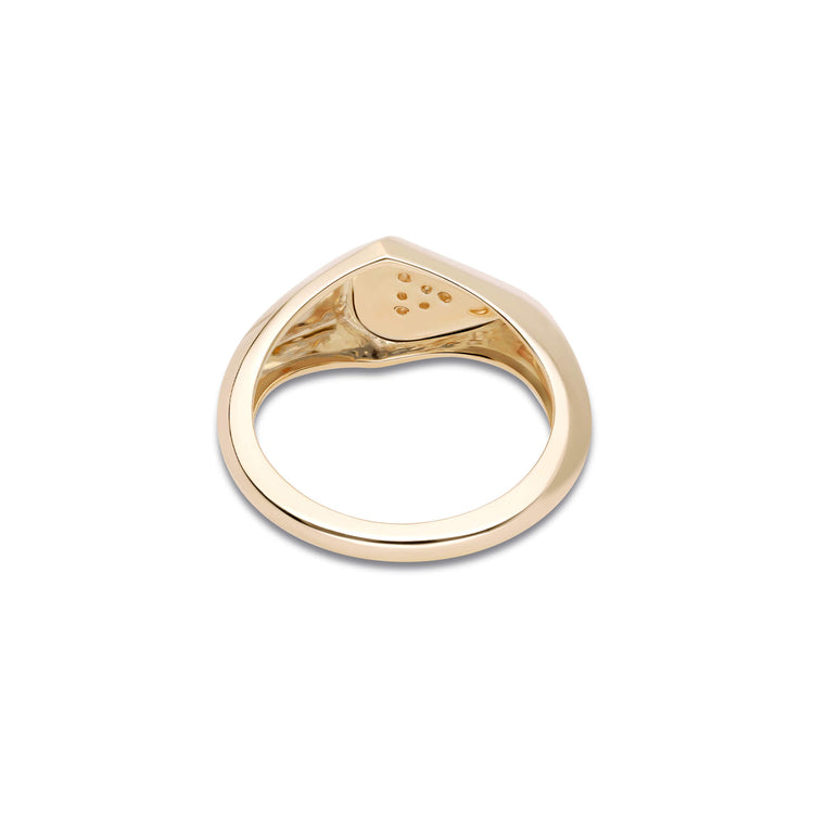 Stone and Strand 14K Yellow Gold Pave Shield Signet Ring Rear Image