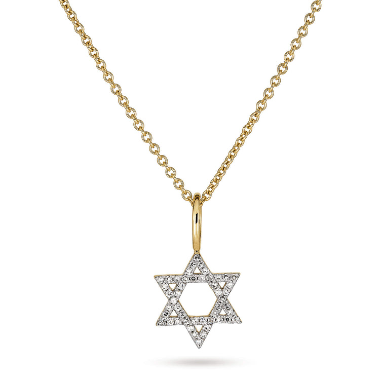 Stone and Strand 14K Yellow Gold Pave Star Of David Diamond Necklace Close Up Image