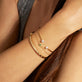 Image of 10K Yellow Gold Tiny Diamond Disco Dainty Cuff with Stone and Strand Bracelets