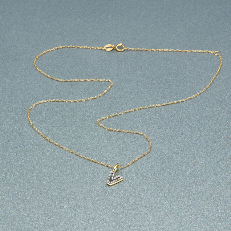 Stone and Strand 10K Yellow Gold Pave Varsity Initial Necklace Editorial Image