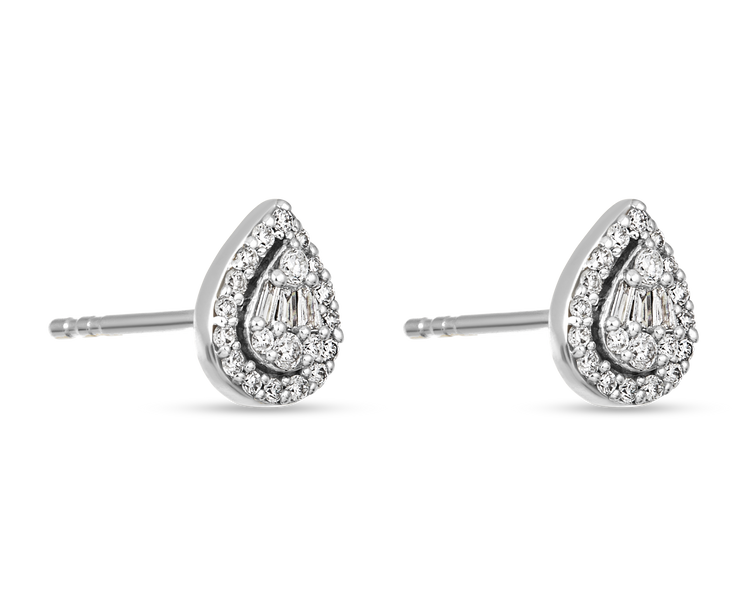 Stone and Strand 14K White Gold Perfect Pear Mosaic Diamond Studs Side Image