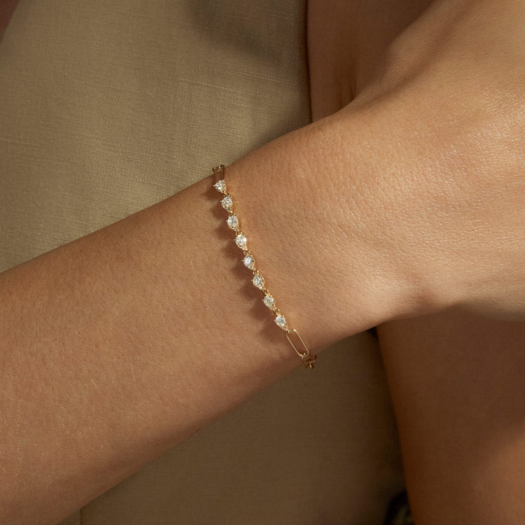 Image of 10K Yellow Gold Perfect Pear Diamond Bracelet on Models Arm