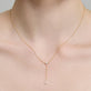 Image of 14K Yellow Gold Perfect Pear Diamond Lariat Necklace on Models Neck