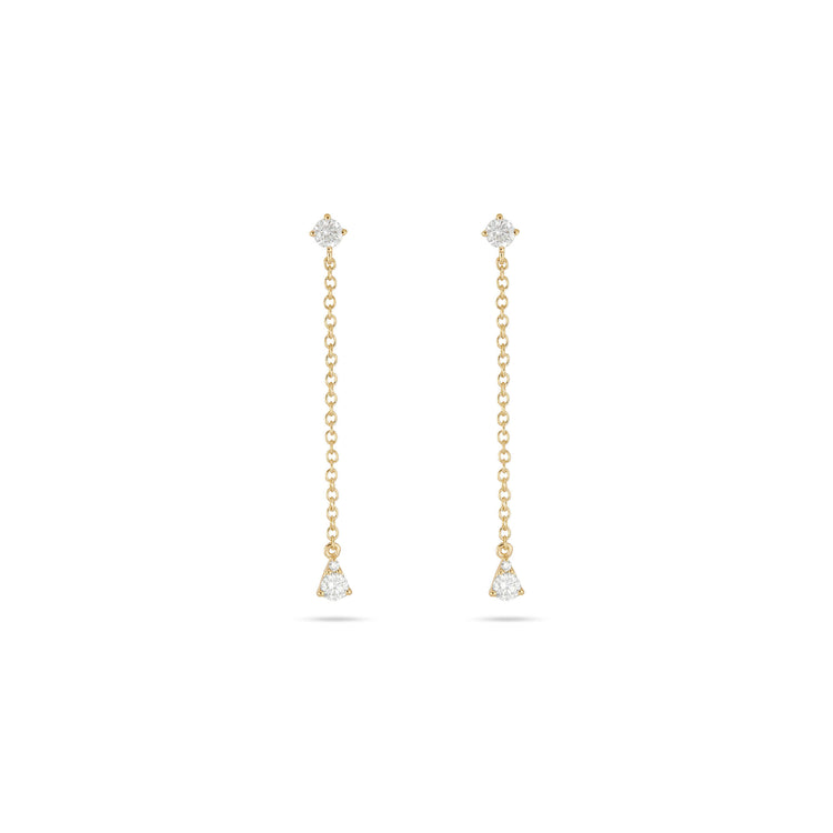 Stone and Strand 14K Yellow Gold Perfect Pear Diamond Line Earrings Front Image
