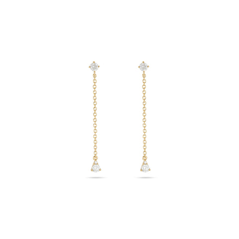 Stone and Strand 14K Yellow Gold Perfect Pear Diamond Line Earrings Front Image