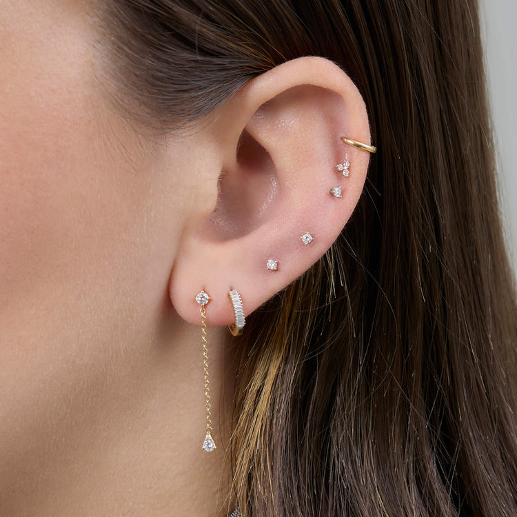 Image of 14K Yellow Gold Perfect Pear Diamond Line Earrings with Stone and Strand Earrings