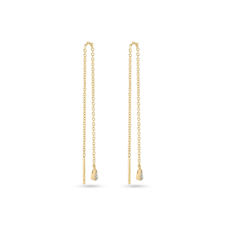 Stone and Strand 14K Yellow Gold Perfect Pear Diamond Threader Earrings Front Image