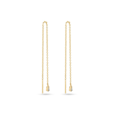 Stone and Strand 14K Yellow Gold Perfect Pear Diamond Threader Earrings Front Image