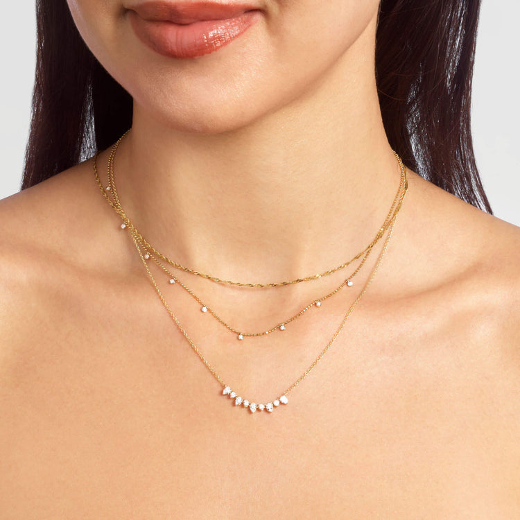 Image of 14K Yellow Gold Perfect Pear Tiara Necklace with Stone and Strand Necklaces