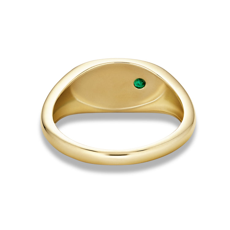 Stone and Strand 10K Yellow Gold Personalized Birthstone Signet Ring with Emerald Rear Image