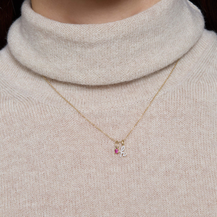 Image of 14K Yellow Gold Piece Of Me Necklace on Models Neck