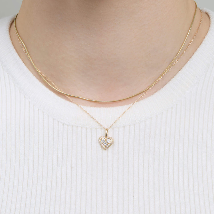 Image of 14K Yellow Gold Piece Of My Heart Sparkle Necklace with Stone and Strand Necklaces