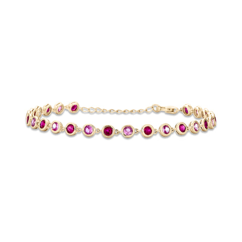 Stone and Strand 10K Yellow Gold Pink Power Pink Sapphire and Ruby Bubble Bracelet Front Image