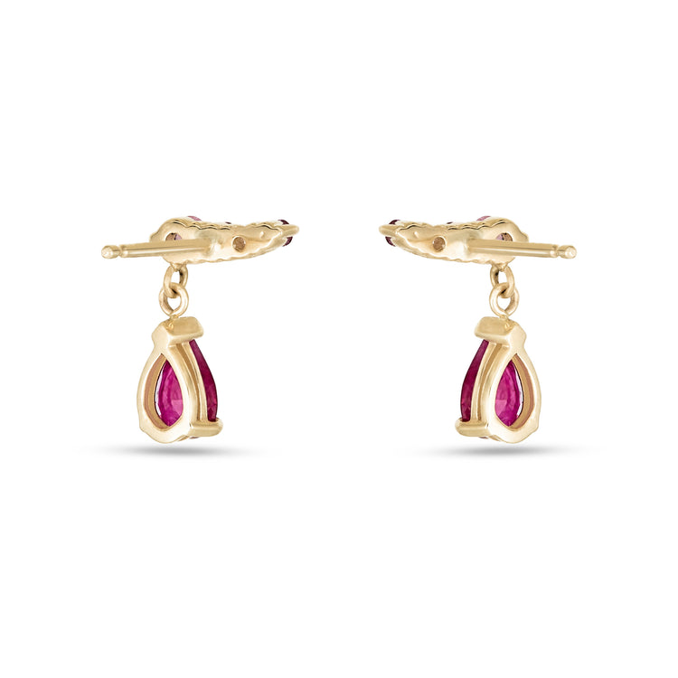 Stone and Strand 14K Yellow Gold Pink Power Pink Sapphire and Ruby Climber Earrings Rear Image