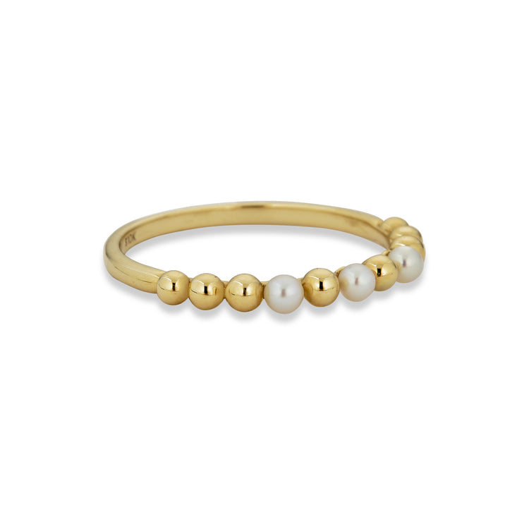 Stone and Strand 10K Yellow Gold Polished in Pearls Ring Side Image