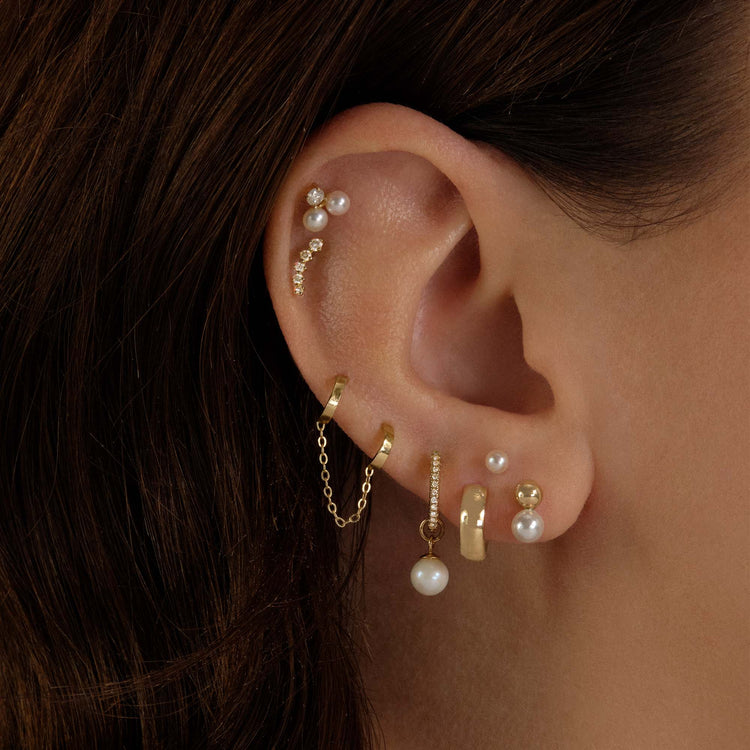 Tiny Polished in Pearls Studs