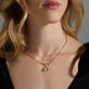 Image of 10K Yellow Gold Medium Pop and Lock Pav√© Halo with Stone and Strand Necklaces