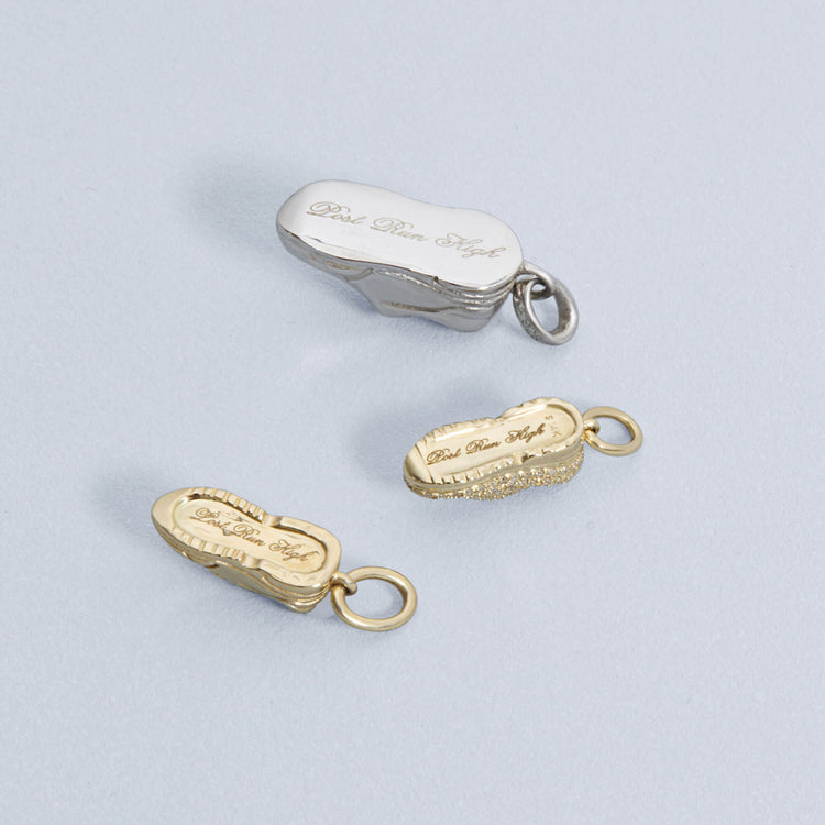 Still life image of Post Run High Pave Charm with Stone and Strand solid gold jewelry