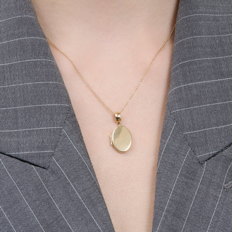 Image of 14K Yellow Gold Precious Moments Necklace on Models Neck