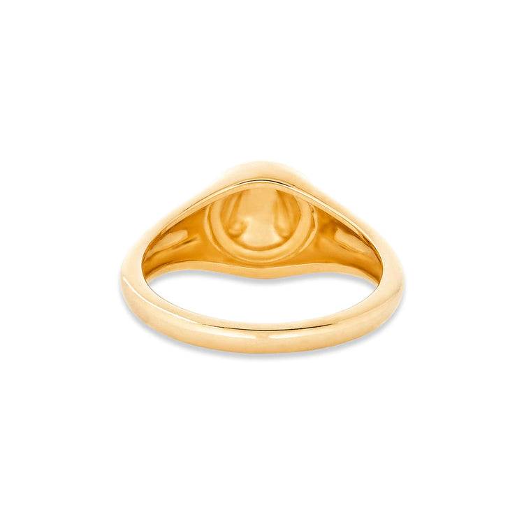 Stone and Strand 14K Yellow Gold Puff Puff Button Initial Ring Rear Image