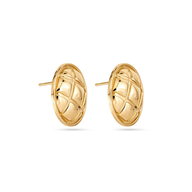 Stone and Strand 14K Yellow Gold Puff Puff Button Studs Side Image
