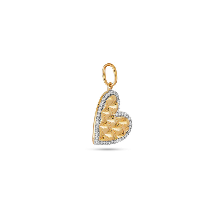 Stone and Strand 14K Yellow Gold Puff Puff Pave Heart Charm Side Image