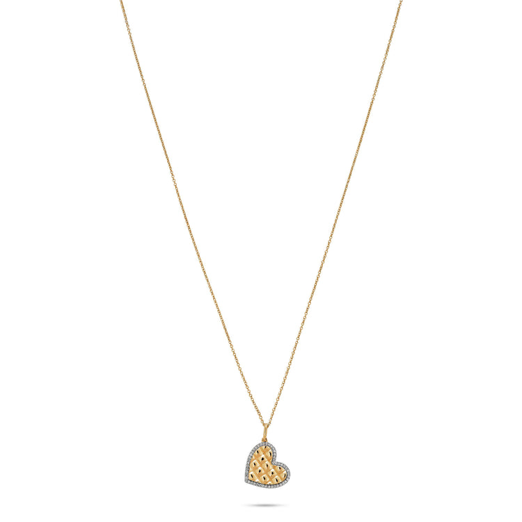Stone and Strand 14K Yellow Gold Puff Puff Pave Heart Necklace Image