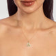 Image of 14K Yellow Gold Puff Puff Pave Heart Necklace on Models Neck