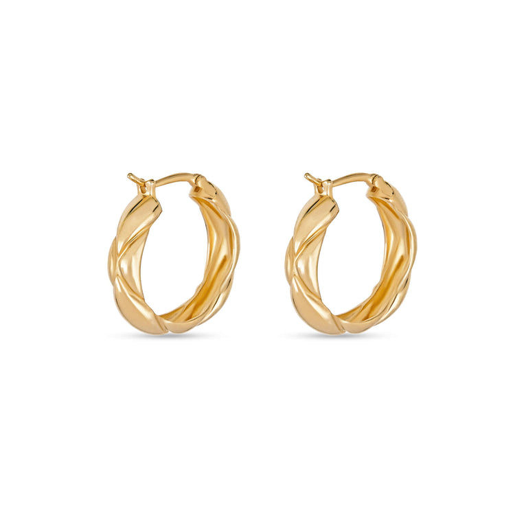 Stone and Strand 14K Yellow Gold Puff Puff Quilted Hoops Rear Image