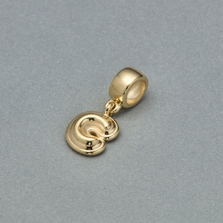 Stone and Strand 14K Yellow Gold Puffed Initial Charm Editorial Image