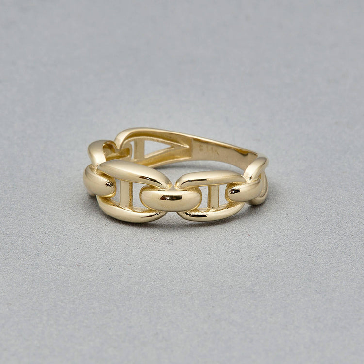 Stone and Strand 14K Yellow Gold Puffed Maritime Ring Editorial Image