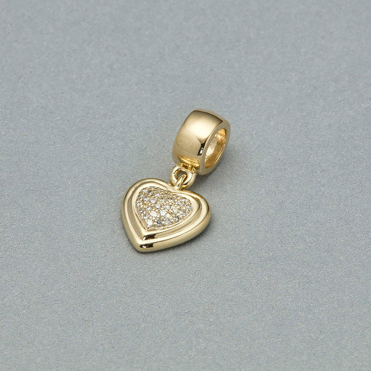 Stone and Strand 14K Yellow Gold Puffed Pave Heart Charm Editorial Image