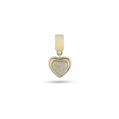 Stone and Strand 14K Yellow Gold Puffed Pave Heart Charm Front Image