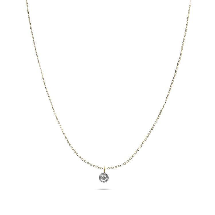 Stone and Strand 10K Yellow Gold Pave Smiley Heart Eye Necklace Image