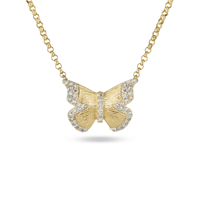 Pave Diamond Butterfly Necklace