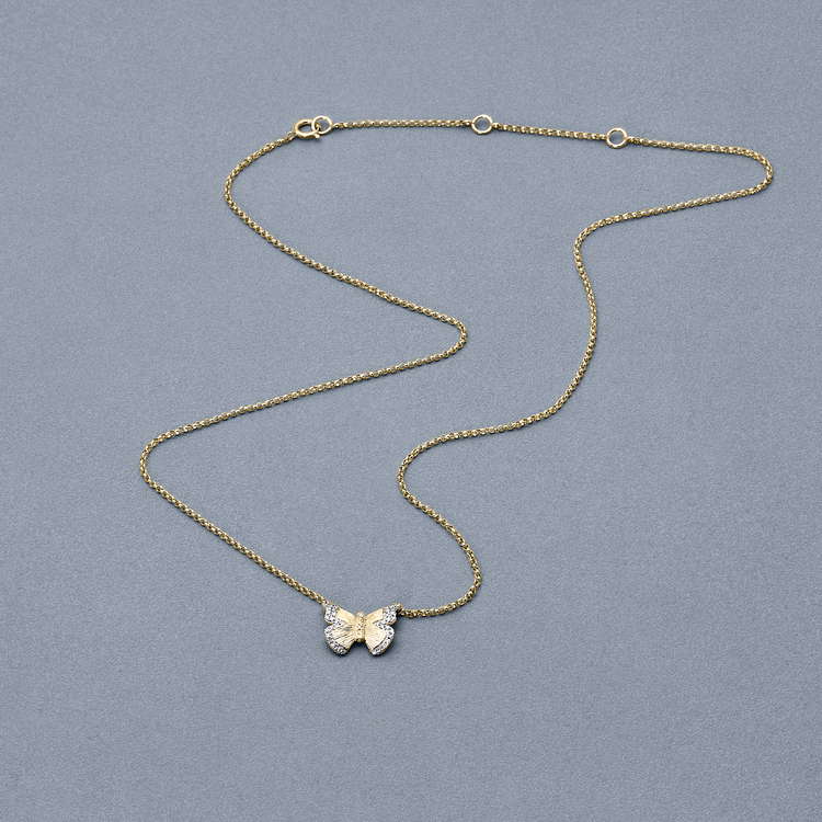 Pave Diamond Butterfly Necklace