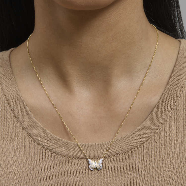 Pave Diamond Butterfly Necklace