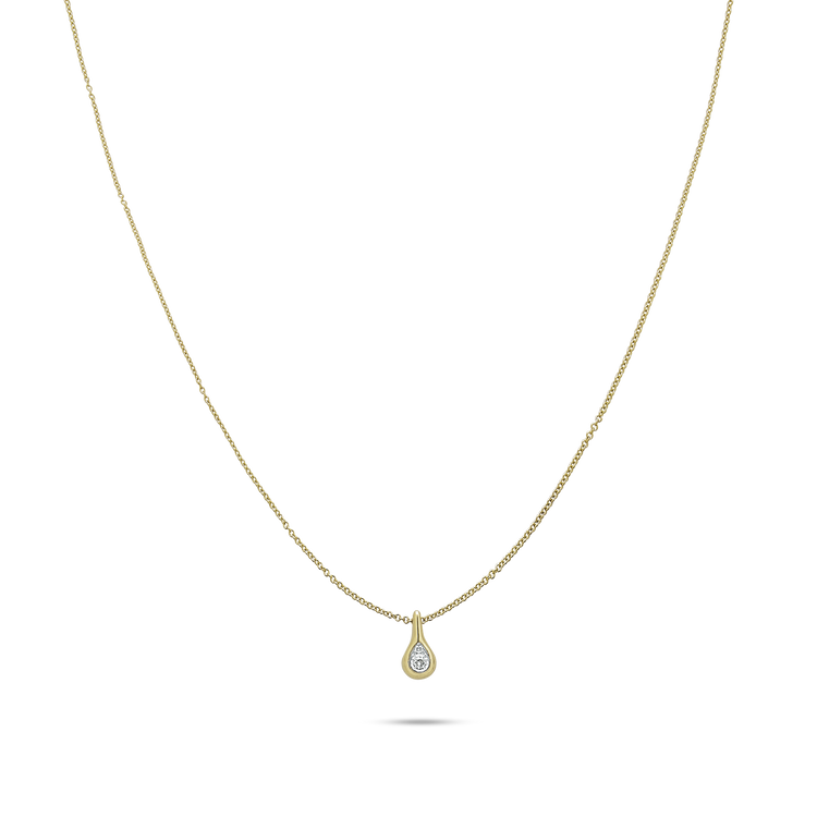 Stone and Strand 10K Yellow Gold Perfect Pear Diamond Droplet Necklace Image