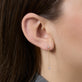 Image of Perfect Pear Diamond Drop Earrings On Model