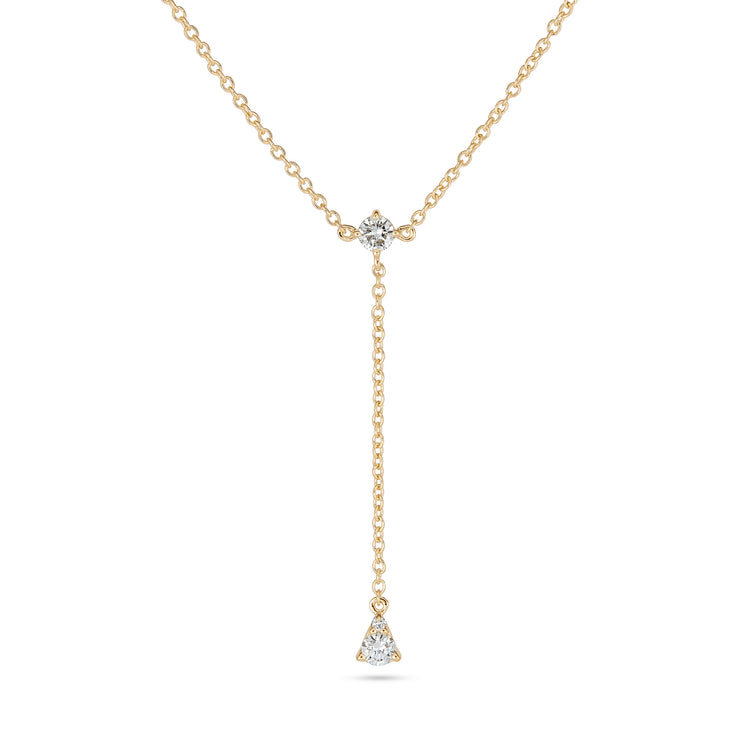 Image of Perfect Pear Diamond Lariat Necklace Close Up