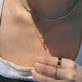 Image of Perfect Pear Diamond Lariat Necklace on Model with other Stone and Strand Jewelry