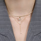 Image of Perfect Pear Diamond Lariat Necklace on Model with other Stone and Strand Jewelry