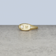 Stone and Strand 10K Yellow Gold Personalized Birthstone Signet Ring with White Topaz Engraved Editorial Image
