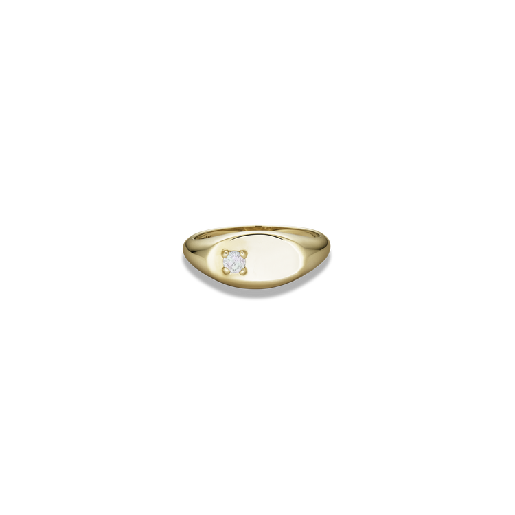 Stone and Strand 10K Yellow Gold Personalized Birthstone Signet Ring with Moonstone Front Image